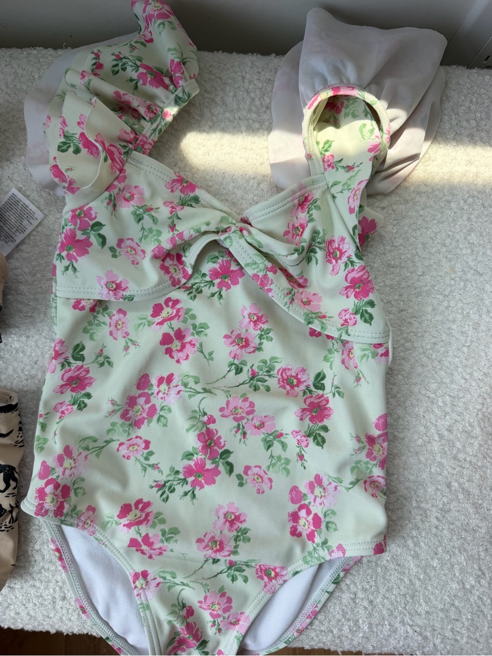 Girls Floral One-Piece Swimsuit - Pink & Mint